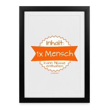 Humorous Human Logo with Message - Framed poster (27 × 37 cm) - black - Front