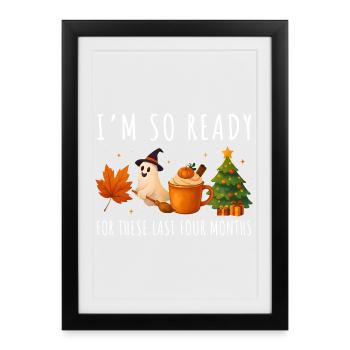 Salutations automnales d'Halloween et de Noël - Affiche encadrée (27 × 37 cm) - noir - Devant