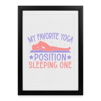 Yoga Position préférée Dormir Un yoga amusant - Affiche encadrée (27 × 37 cm) - noir - Devant