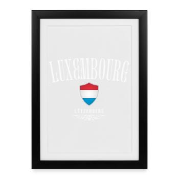 Luxembourg flag, made in Luxembourg - Framed poster (27 × 37 cm) - black - Front