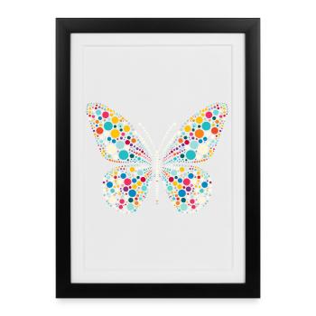 Spotty Polka Dot Mosaic Butterfly - Framed poster (27 × 37 cm) - black - Front