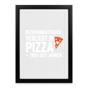 Statut relationnel Amoureux de la pizza - Affiche encadrée (27 × 37 cm) - noir - Devant