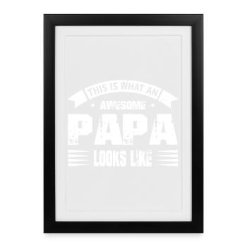 Meilleur papa du monde Père chef de famille - Affiche encadrée (27 × 37 cm) - noir - Devant