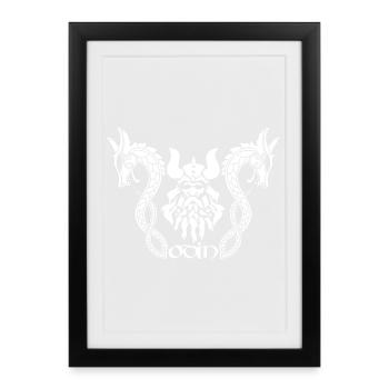 Norse god Odin and white dragons - Framed poster (27 × 37 cm) - black - Front
