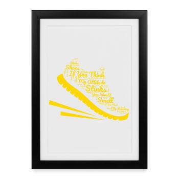 Courir mon attitude pue Sentir mes chaussures Marathon - Affiche encadrée (27 × 37 cm) - noir - Devant