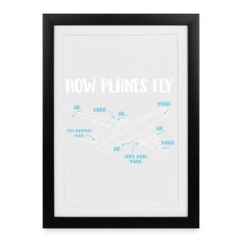 Comment les avions volent Audacieux Ingénieur aéronautique Humour - Affiche encadrée (27 × 37 cm) - noir - Devant