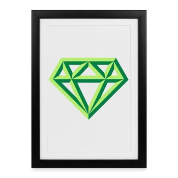 Diamond (Gemstone Brilliant Symbol / Outl. Gre 2C) - Framed poster (27 × 37 cm) - black - Front