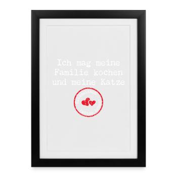J’aime cuisiner ma famille – ponctuation, humour - Affiche encadrée (27 × 37 cm) - noir - Devant