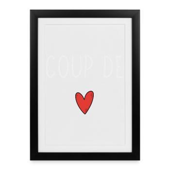 Minimalist design favorite with red heart - Framed poster (27 × 37 cm) - black - Front