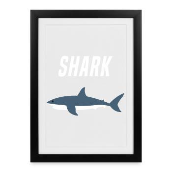 Nautic Design Shark Silhouette Bold Typography - Framed poster (27 × 37 cm) - black - Front