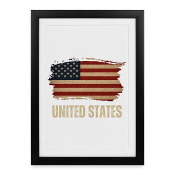 Drapeau grunge de l’Amérique, fier Américain - Affiche encadrée (27 × 37 cm) - noir - Devant