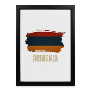 Drapeau grunge de l’Arménie, j’aime l’Arménie - Affiche encadrée (27 × 37 cm) - noir - Devant