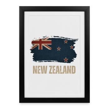 Drapeau Grunge de la Nouvelle-Zélande - Affiche encadrée (27 × 37 cm) - noir - Devant