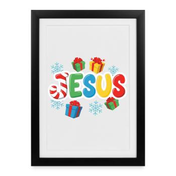 Je suis Noël Colorful Gift World - Affiche encadrée (27 × 37 cm) - noir - Devant