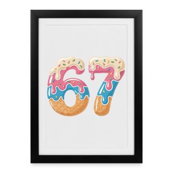 Donut 69 Glaçage NéonPrint - Affiche encadrée (27 × 37 cm) - noir - Devant