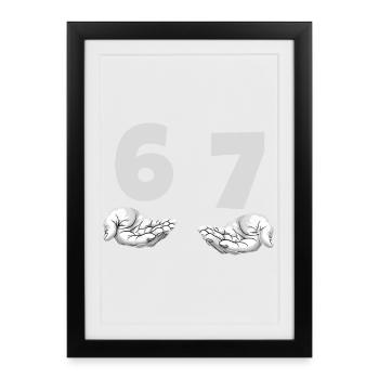 Drôle 67 Meme Mains Gen Alpha Humour - Affiche encadrée (27 × 37 cm) - noir - Devant