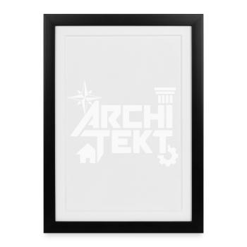 Architekt Schrift Kompass Design - Farbe variabel - Gerahmtes Poster (27 × 37 cm) - Schwarz - Vorne