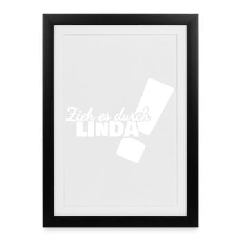 Prénom Linda - Affiche encadrée (27 × 37 cm) - noir - Devant