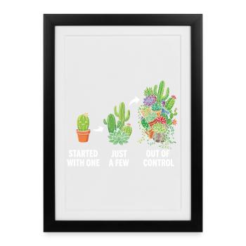 Drôle de plante et de succulent collectionneur de cactus - Affiche encadrée (27 × 37 cm) - noir - Devant