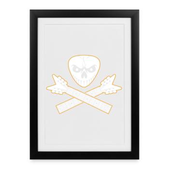 Guitar Pick Skull and Guitar Crossed Bones - Framed poster (27 × 37 cm) - black - Front