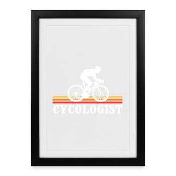 Cyclisme cycologue - Affiche encadrée (27 × 37 cm) - noir - Devant
