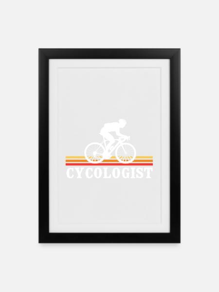 Cyclisme cycologue - Affiche encadrée (27 × 37 cm) - noir