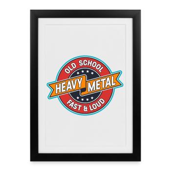 Old School Heavy Metal Badge - Affiche encadrée (27 × 37 cm) - noir - Devant