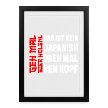 Va chercher une bière Bière drôle Boire de la joie - Affiche encadrée (27 × 37 cm) - noir - Devant