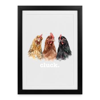 Des caquettes de poules drôles pour les amateurs de poulets - Affiche encadrée (27 × 37 cm) - noir - Devant