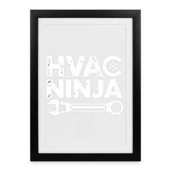 Conception experte en réparation de technicien HVAC Ninja - Affiche encadrée (27 × 37 cm) - noir - Devant