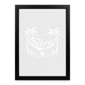 Skeleton Hammock Paradise - Framed poster (27 × 37 cm) - black - Front