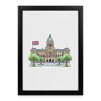 Birmingham Skyline Council House Victoria Sq Art - Framed poster (27 × 37 cm) - black - Front