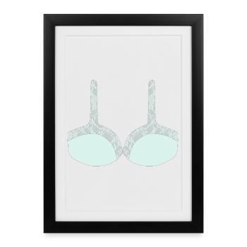 Bralette en dentelle menthe avec superposition florale - Affiche encadrée (27 × 37 cm) - noir - Devant