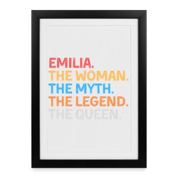Emilia The Woman The Myth The Legend The Queen - Framed poster (27 × 37 cm) - black - Front