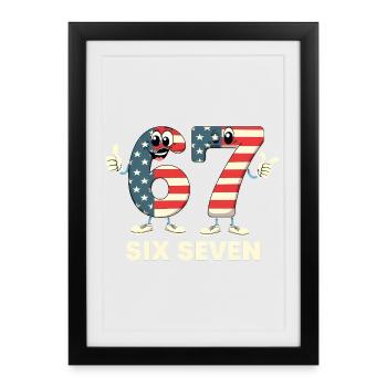 US Flag 67 Memes Six Seven - Affiche encadrée (27 × 37 cm) - noir - Devant
