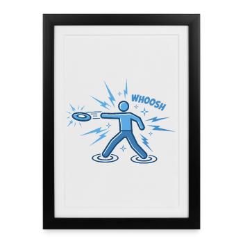 WHOOSH Disc Golf Drôle Disc Golf Disc Volant - Affiche encadrée (27 × 37 cm) - noir - Devant