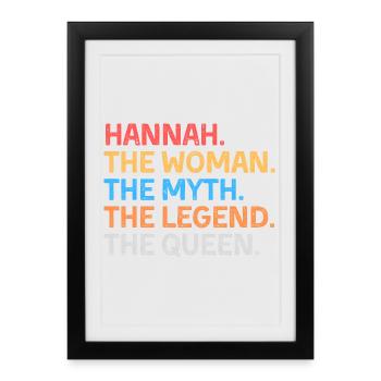 Hannah la Femme Le Mythe La Légende La Reine - Affiche encadrée (27 × 37 cm) - noir - Devant