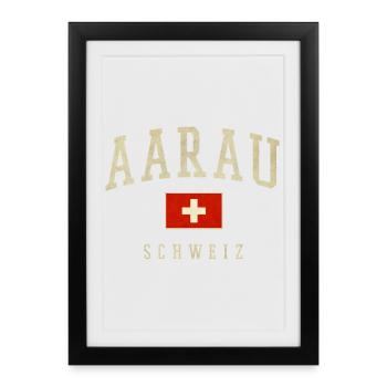 Emblème vintage d’Aarau Suisse - Affiche encadrée (27 × 37 cm) - noir - Devant
