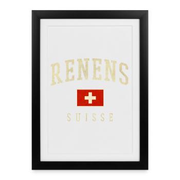 Renens – identité suisse du canton de Vaud - Affiche encadrée (27 × 37 cm) - noir - Devant