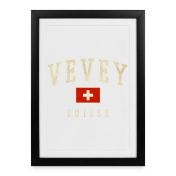Vevey – identité suisse du canton de Vaud - Affiche encadrée (27 × 37 cm) - noir - Devant