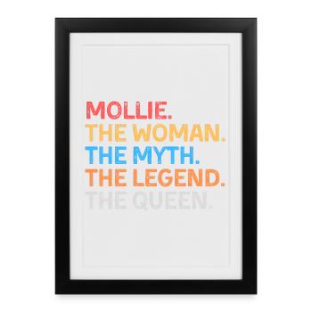 Mollie la Femme Le Mythe La Légende La Reine - Affiche encadrée (27 × 37 cm) - noir - Devant