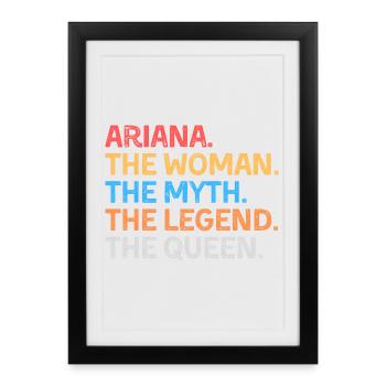 Ariana The Woman The Myth The Legend The Queen - Framed poster (27 × 37 cm) - black - Front