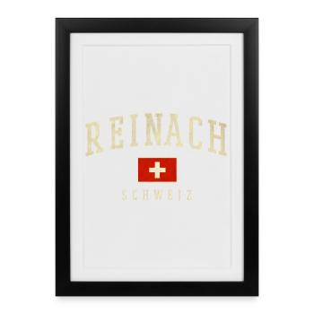 Logo emblème Reinach Suisse - Affiche encadrée (27 × 37 cm) - noir - Devant