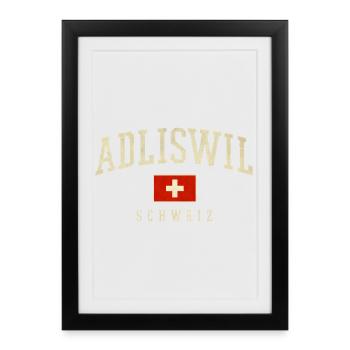 Logo vintage d’Adliswil, Suisse - Affiche encadrée (27 × 37 cm) - noir - Devant