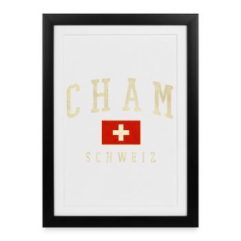 Logo vintage de CHAM SUISSE - Affiche encadrée (27 × 37 cm) - noir - Devant
