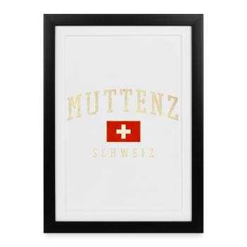 Emblème vintage Muttenz Suisse - Affiche encadrée (27 × 37 cm) - noir - Devant