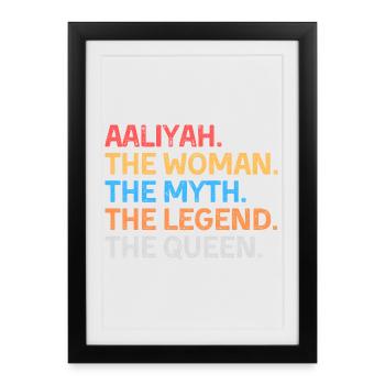 Aaliyah La Femme Le Mythe La Légende La Reine - Affiche encadrée (27 × 37 cm) - noir - Devant