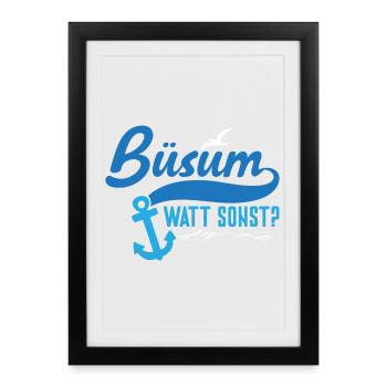 Vacances à la mer du Nord BÜSUM WATT AUTREMENT DRÔLE - Affiche encadrée (27 × 37 cm) - noir - Devant