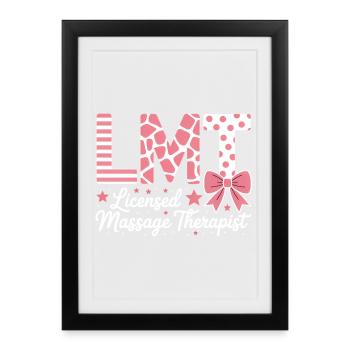 Expressions de masseuses Massage Cadeau drôle de masseur - Affiche encadrée (27 × 37 cm) - noir - Devant