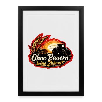 No future without farmers-agriculture-tractor - Framed poster (27 × 37 cm) - black - Front